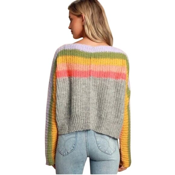 Free People See The Rainbow Alpaca Boxy Oversized Sweater Size S - Picture 4 of 10